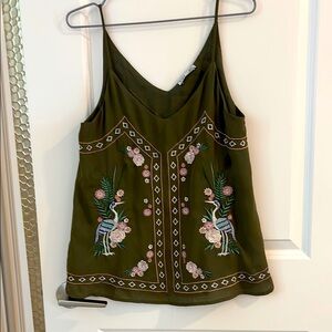 Dex Olive Camisole with Floral Embroidery